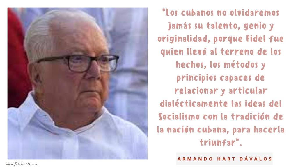 Valoración de Armando Hart Dávalos sobre #FidelCastro 
#100AñosConFidel
#FidelPorSiempre
<a href="/Mabel19709/">Mabel</a> <a href="/TLeon16902/">Tomas Rolando Hernández Leon</a> <a href="/BetsyDazVelzqu2/">Betsy Díaz Velázquez</a> <a href="/Roberto99218674/">Roberto Machado Hernández</a> <a href="/GrandaMorejon/">José Luis Granda Morejón</a> <a href="/fdez_marleny/">Marleny Fernández Cordero</a> <a href="/gecom_pr/">Grupo Empresarial de Comercio Pinar del Río</a> <a href="/gobpinar/">Gobierno Pinar del Río 🇨🇺</a> <a href="/ChirinoNoelys/">Noelys Chirino Alfonso</a> <a href="/eumelin5/">Eumelin González Sánchez</a> <a href="/YamileRamosCord/">Yamilé Ramos Cordero</a>