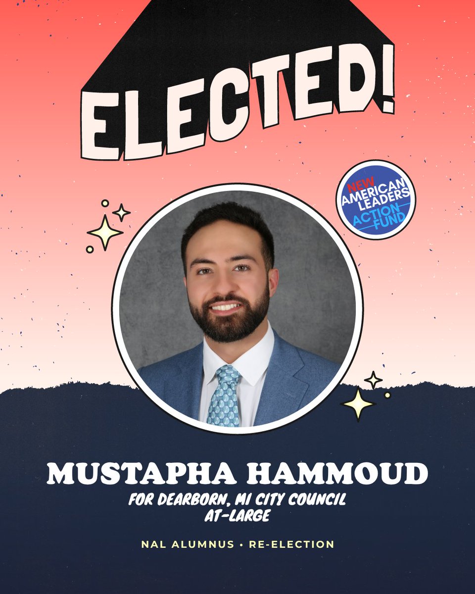 Congratulations to Mustapha Hammoud on winning his re-election for Dearborn City Council, At-Large! 🎉 We know he will continue to advocate for and pass legislation that will safeguard and improve his community!