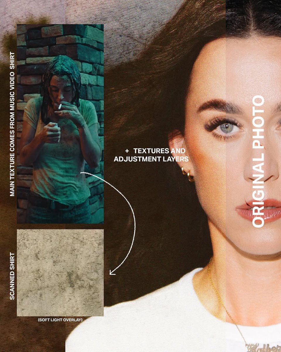 portalkatyperry's tweet image. Artista! Cynthia Parkhurst compartilhou detalhes sobre o processo de criação da capa do single Bandaids, revelando que a textura veio da camiseta que Katy usou no clipe.

A peça que serviu de inspiração para o processo, também carrega o peso simbólico da história contada por…