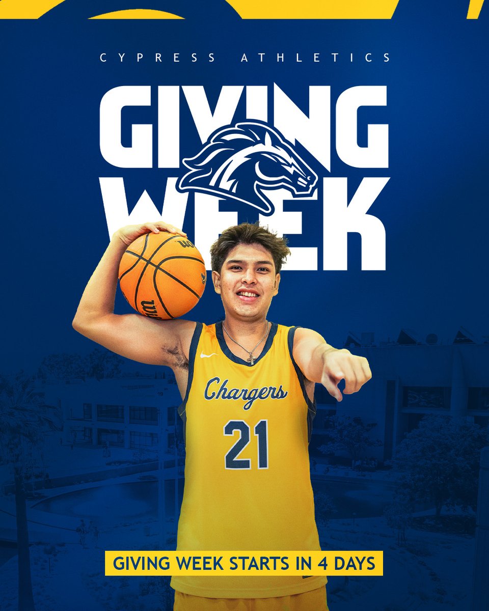 Cypress College Athletics Giving Week Starts in 4️⃣ Days

Donation Link in Bio ⚡