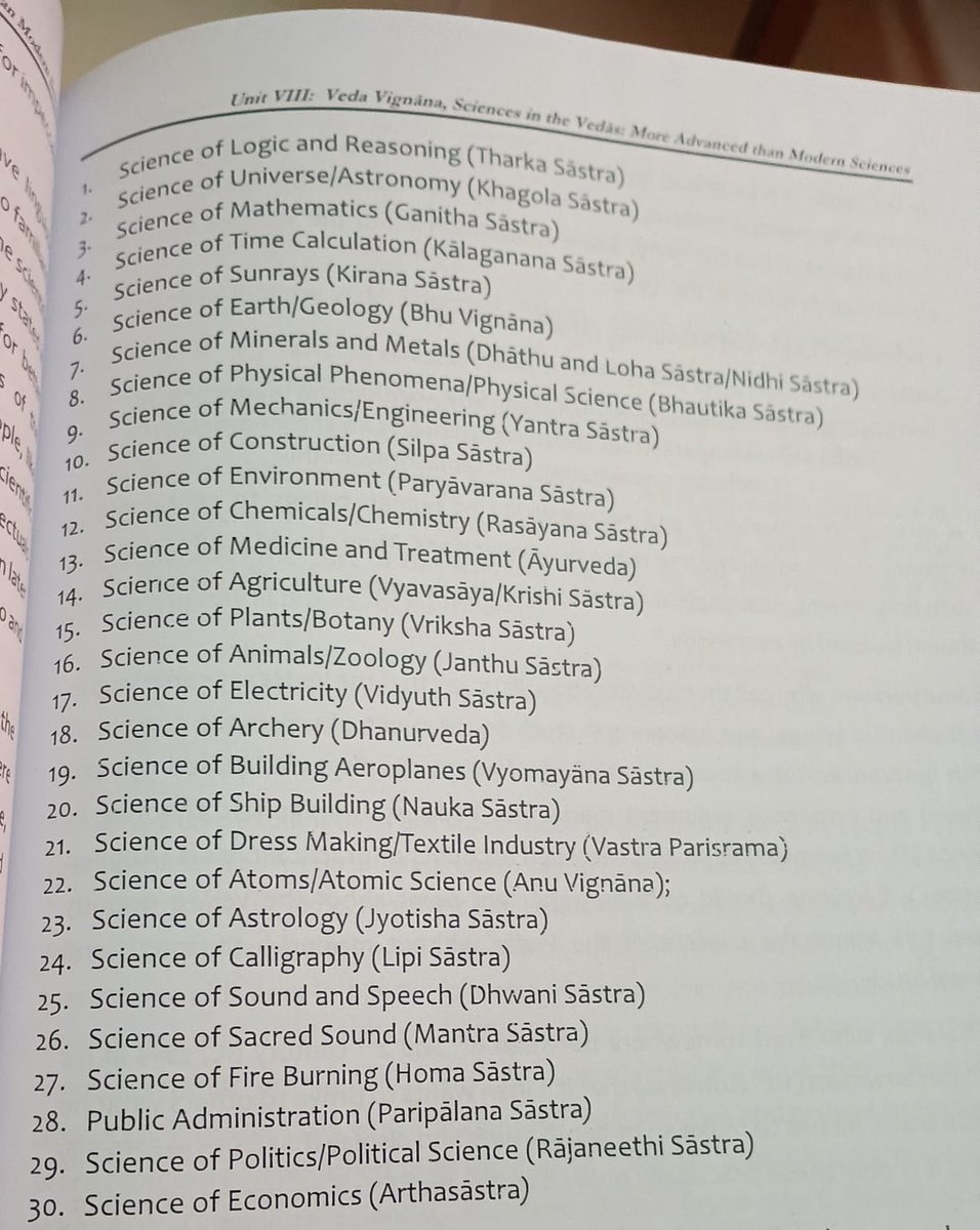 PrakashDevarako's tweet photo. So called modern sciences are very well defined in 5000+years ancient Vedic wisdom from India. Sciences defined in our vedas https://t.co/LvEgYHIxGc