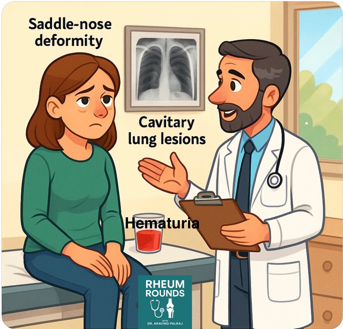 Rheumat_Aravind's tweet image. 🩸 Saddle nose.
💨 Cavitary lung lesions.
💧 Hematuria.

One disease links all three — can you name it? 👇

#MedTwitter #Rheumatology #FOAMed @DrAkhilX @IhabFathiSulima