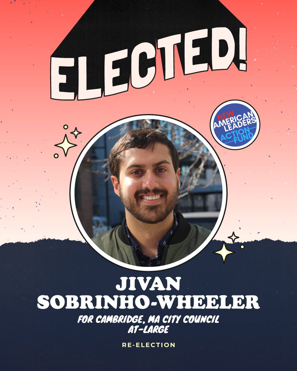Congratulations to Jivan Sobrinho-Wheeler on winning his re-election for Cambridge City Council, At-Large! 🎉 We know his continued efforts around affordability and sustainability will strengthen Cambridge in the long run!