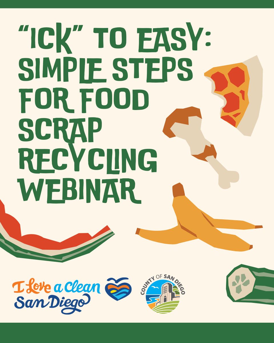 SDCoSustainable's tweet photo. ♻️ Attend a FREE “From Ick to Easy” webinar on Wednesday, November 19 from 11 AM to 12 PM to learn about the County’s curbside organic waste recycling program, what belongs in your green bin, and tips to keep it clean 🚮

Register Here: https://t.co/yPK1IHPa4o https://t.co/3XJQX6HCc6