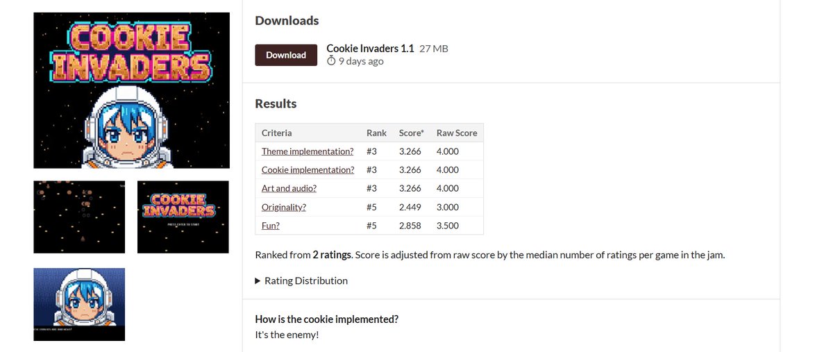 CanvasPirate's tweet photo. My game Cookie Invaders ranked in the Top 5 in #CookieJam. I couldn't be more prouder and its such an honor. Thank you guys so much! https://t.co/BJeBWx2vSE
