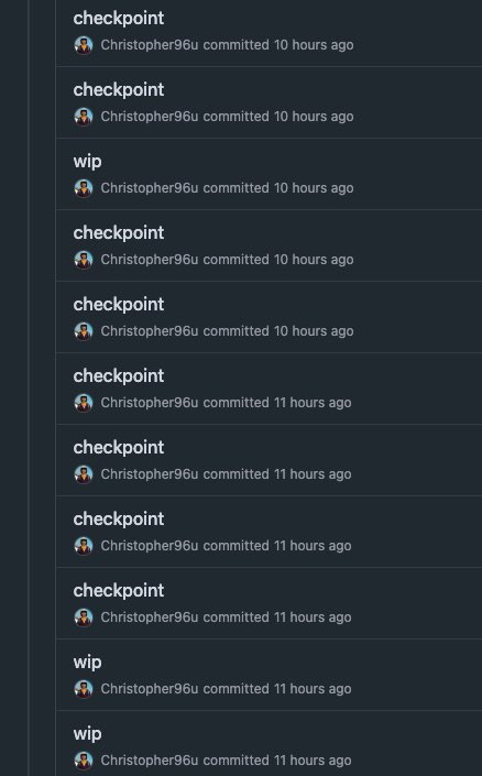 Started to use "checkpoint" for commit messages. Inspired by <a href="/tannerlinsley/">Tanner Linsley</a>  😅😎 #Tanstacking every day