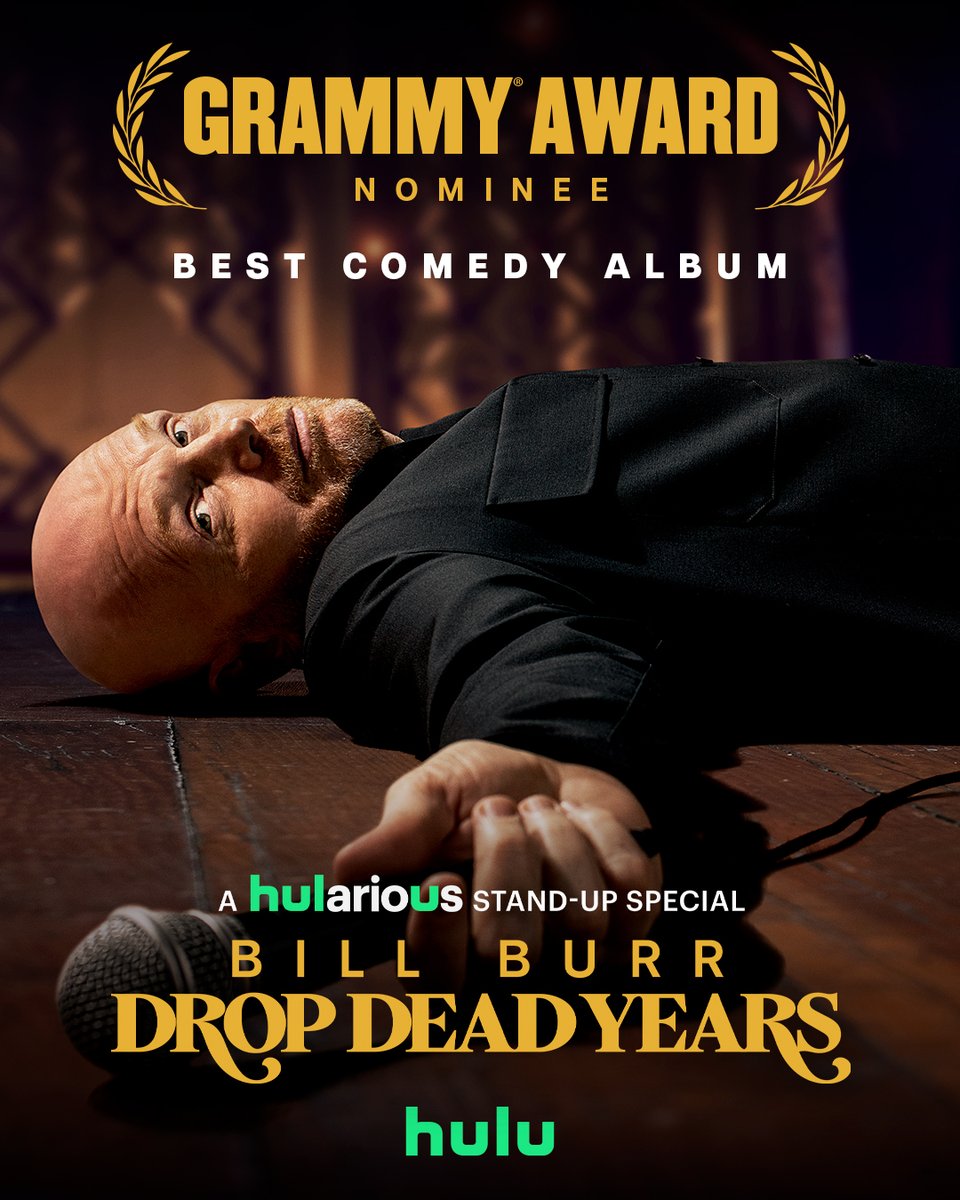 hulu's tweet photo. Bill Burr: Drop Dead Years nominated for Best Comedy Album. #Hularious https://t.co/FU0FVK27bt