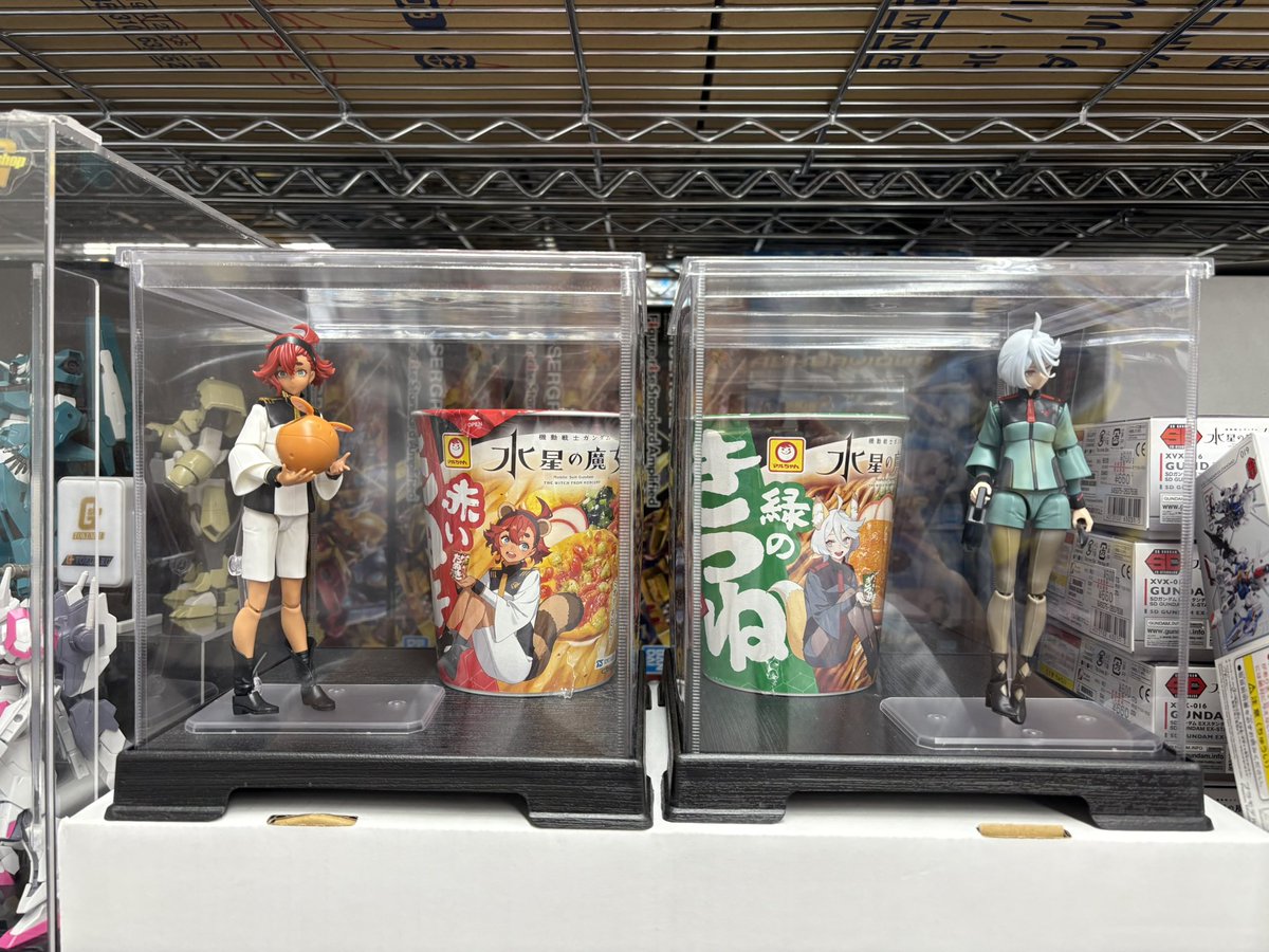 おもろいな、
ほしいですね、
水星の魔女のコラボも展示中です、
あ、消費期限近いので、近いうちに回収します。