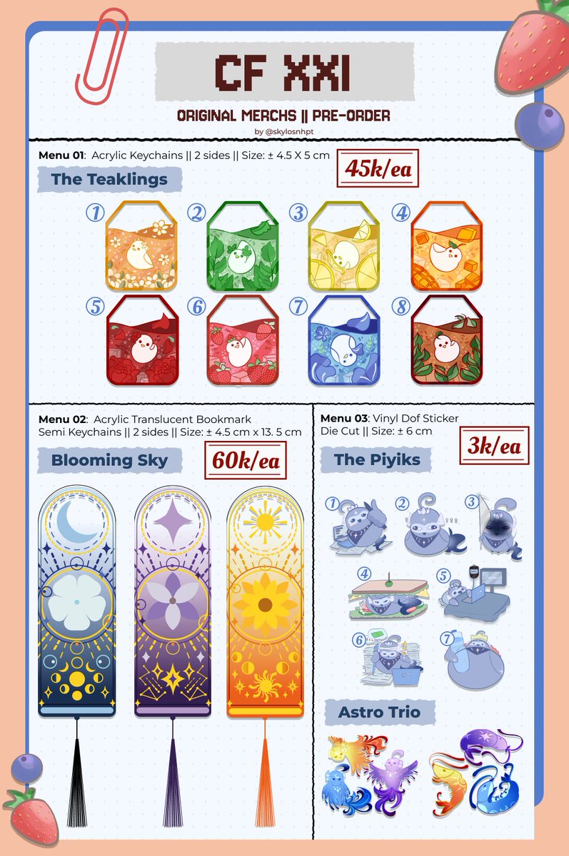 archv_skylos's tweet photo. @sonne010611 Aku aab originals nih kak🤩🤩!!! 
Untuk teh bebek dan acrylic bookmark stoknya ada terbatas di OTS aja yaa 🤩!

Ada juga sticker piyik n OC di Batch 2! Jika ingin lihat katalog Batch 2 lebih lengkap n pre-Order bisa isi link PO di pinned tweet @skylosnhpt  😎! https://t.co/LZtGXsAVuO