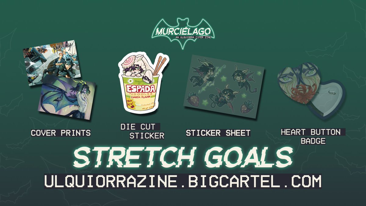 💚STRETCH GOALS💚

We are currently on our second stretch goal but now with the treat of the extension we can possible unlock our 3rd stretch goal! An Awesome sticker sheet! We are currently 16 physical sales away! 

⬇️ Link Below ⬇️

ulquiorrazine.bigcartel.com