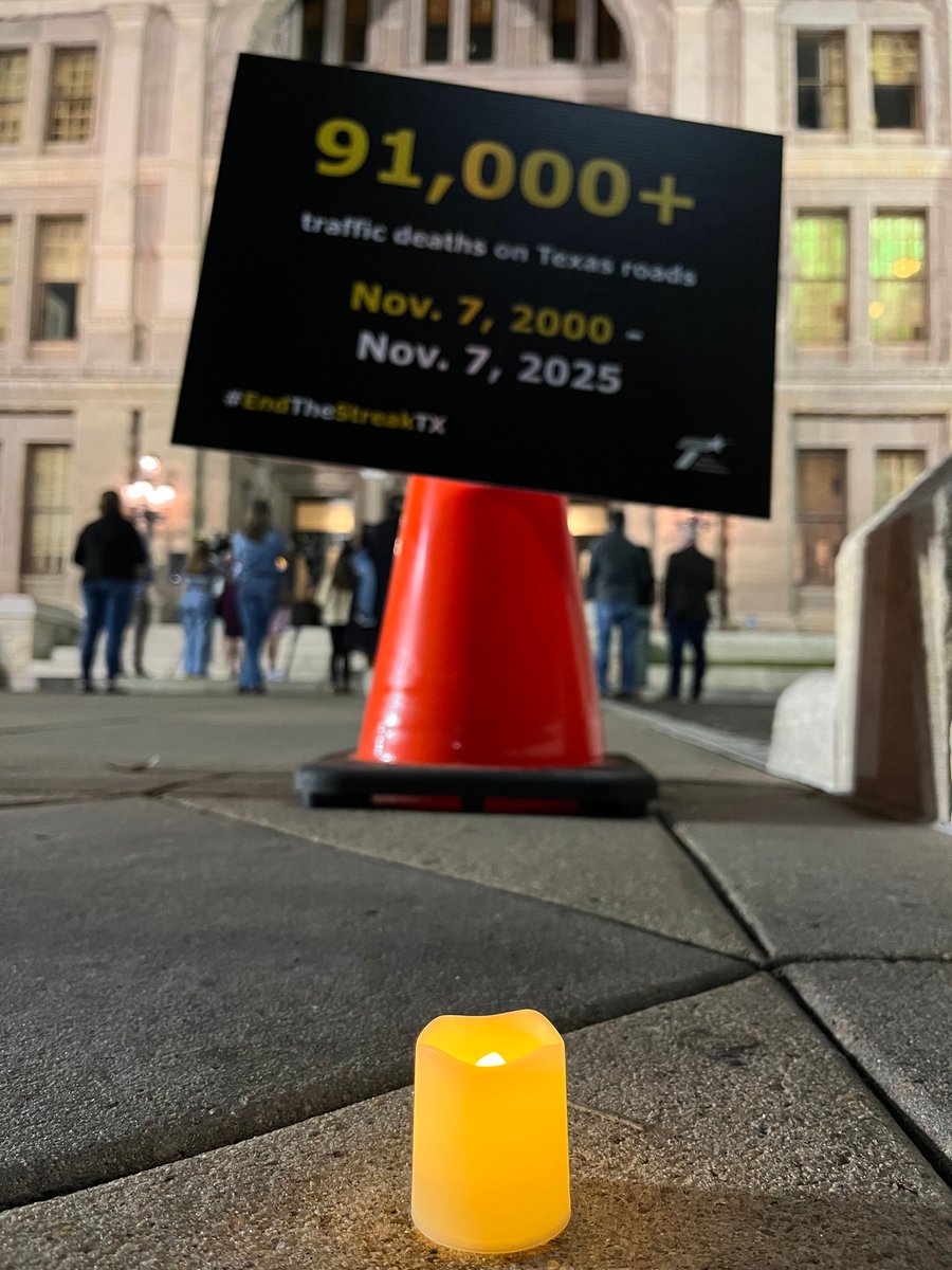 TxDOT's tweet photo. Tonight we held a candlelight ceremony to honor the people killed in crashes and to mark the solemn 25th anniversary since the last deathless day on Texas roads. Help us #EndTheStreakTX by always driving like a Texan: kind, courteous and safe. #DriveLikeATexan https://t.co/Ti8YE1mHjh
