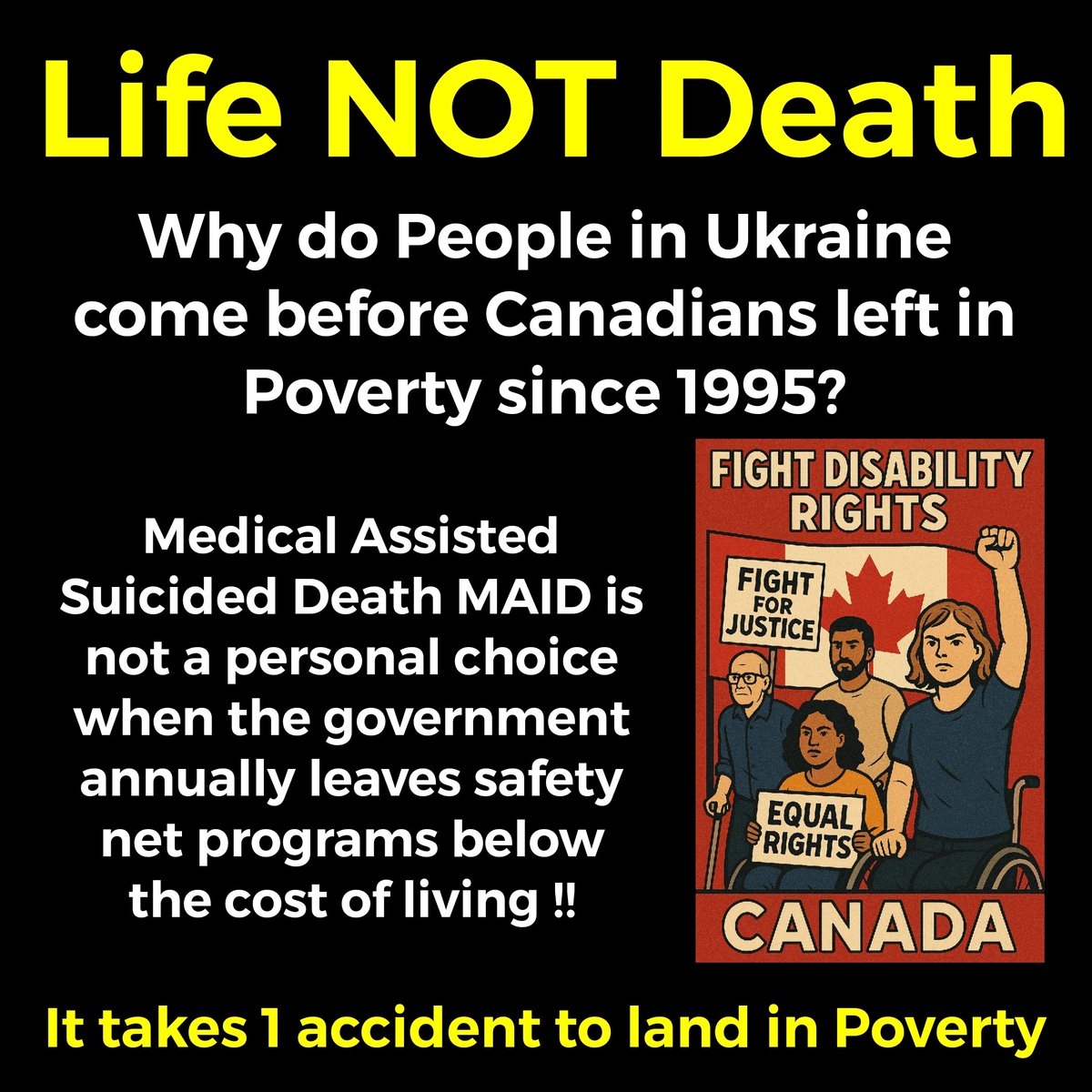 The 55+ Canadian Disabilities Coalition "nonprofit" organizations are failing
People with Disabilities by not holding a joint live press conference &amp; calling out decades of government abusive financial underfunding &amp; UNCRPD ignoring of MAID Track 2 Repeal &amp; NO Federal Minister