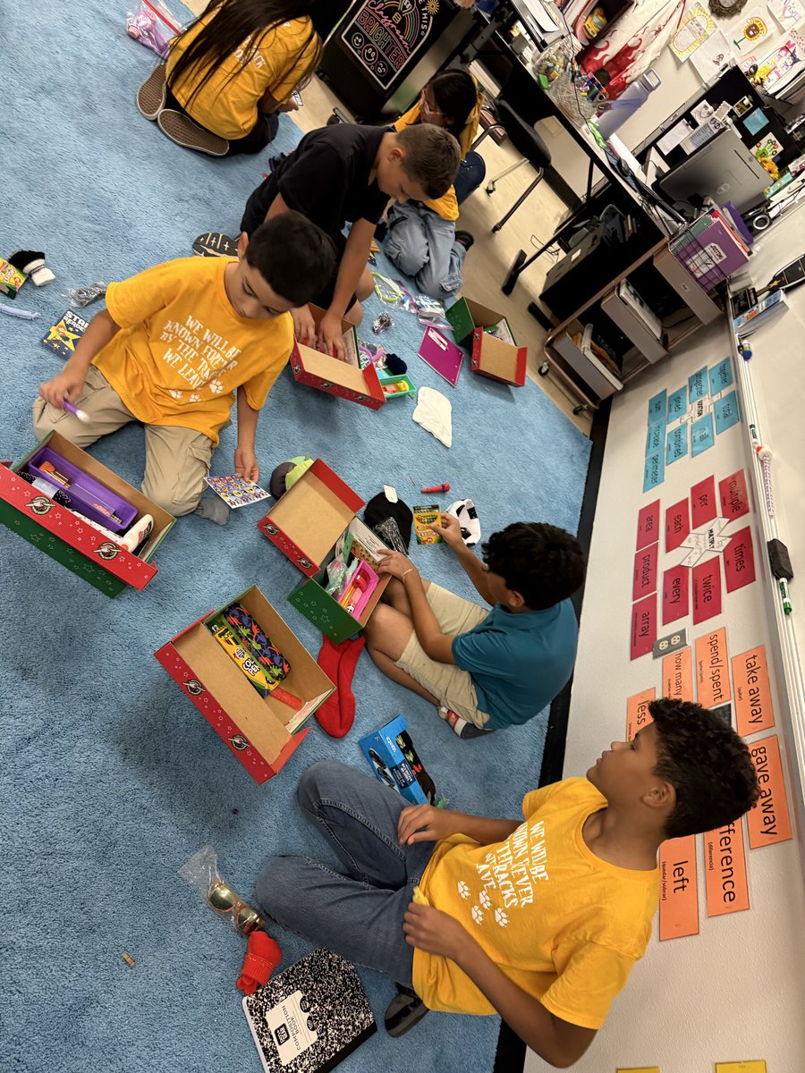 Rangel_JPB's tweet photo. Operation Christmas 🎄 Child complete! So proud of my 5th grade coyotes for being selfless and donating items to create presents for children around the world 🌎. #JPB_coyotes #TeamSISD https://t.co/DRReciKLMH