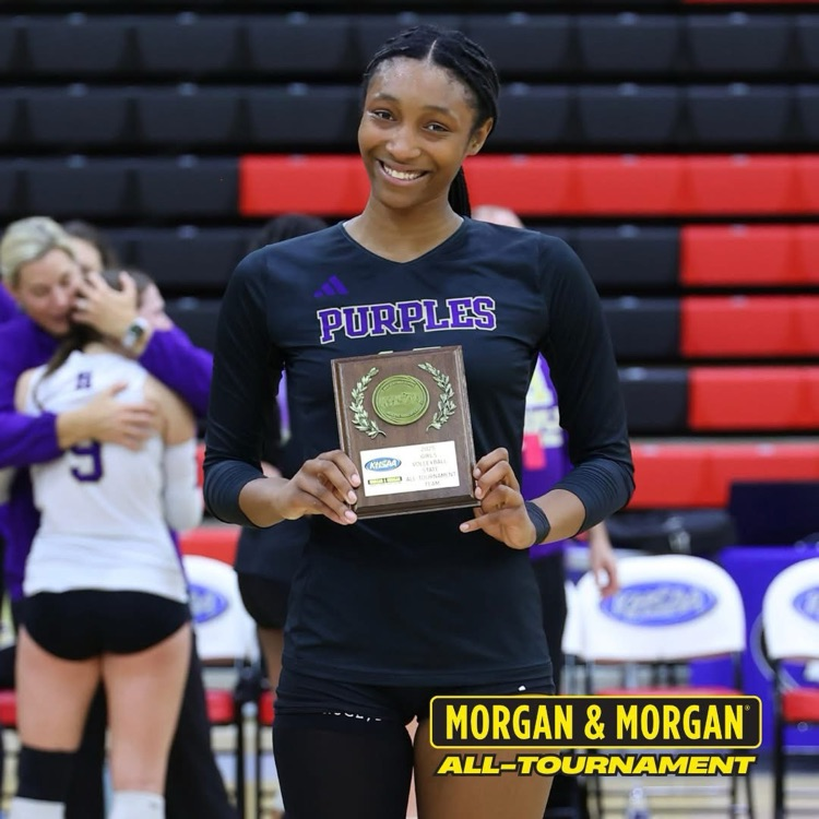 Purples Volleyball season ends in the Elite 8. Congrats to Amirra Bailey who was named to the All Tournament team. Congratulations on a great season Ladies! Go Purples!