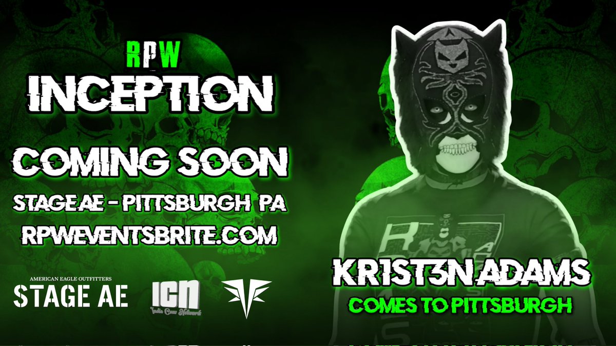 RPW debuts with our very first show, INCEPTION!

Check out our link to be the first in line when they go on sale!

Just Signed: 
MAX DRAYTON
JOHN P.
KRISTIE REDDING
KR1ST3N ADAMS

🗓: TBA
🎟: RPW.EVENTSBRITE.COM
📍: Stage AE - Pittsburgh, PA

#JOINTHERIOT #RiotPro