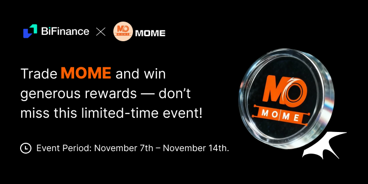 🚀 #MOME is now LIVE on #BiFinance!
Deposit or trade $MOME to win double rewards 💰
💬 Follow &amp; RT <a href="/BiFinanceE/">BiFinance</a> 
 → win $2 MOME  + $ 3 Bonus

🎯 Trade #MOME → up to $1,000 reward
👉bifinance.com/trade?symbol=M…

🗓 Nov 7 – Nov 14 (UTC)
Join now 👉 bifinance.zendesk.com/hc/en-001/arti…

#BiFinance