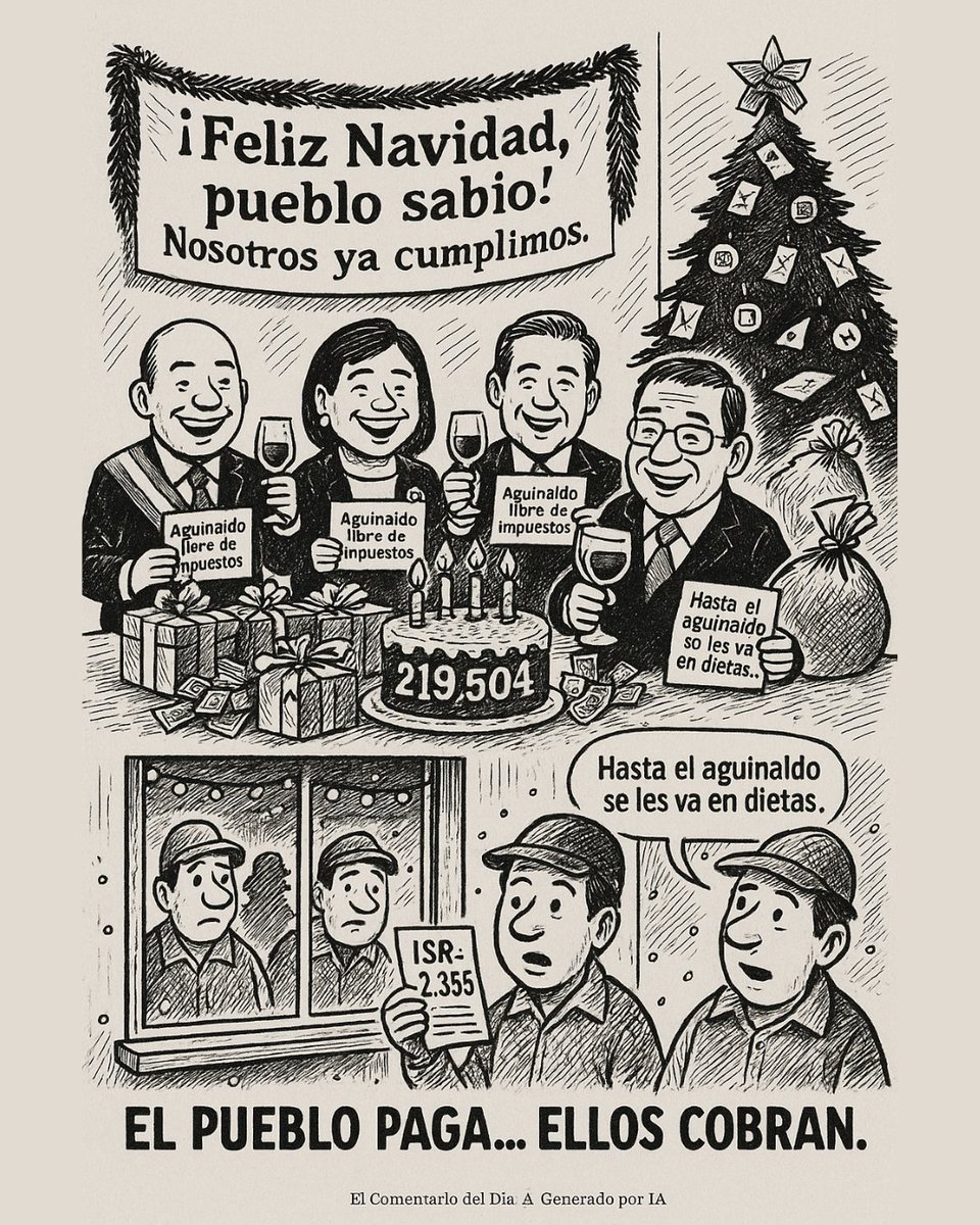 Los diputados rechazaron eliminar el ISR del aguinaldo para los trabajadores, pero se aseguraron de mantener el suyo libre de impuestos.

Este diciembre, mientras el pueblo ajusta el gasto y paga más, ellos celebrarán con 219,504 pesos de “gratitud legislativa”.

Y todavía se