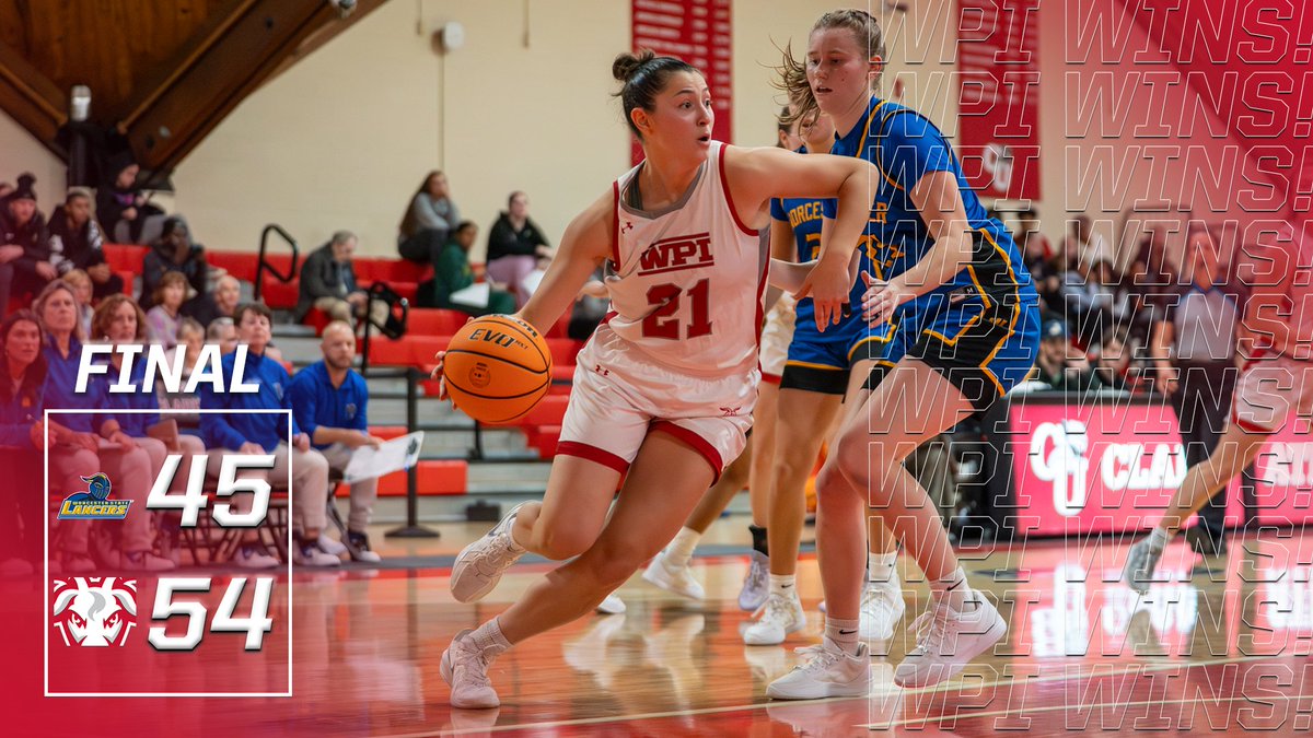 WPI WINS!
WPI WINS!
WPI WINS!

<a href="/WPIWBasketball/">WPI Women’s Basketball</a>'s Ava Giansiracusa and Ava Hyams drop double digits to push WPI past Worcester State, 54-45! 

Box score now, recap soon ⬇️
📊-tinyurl.com/hf8njess

🏀x🐐
#GoatNation #d3hoops