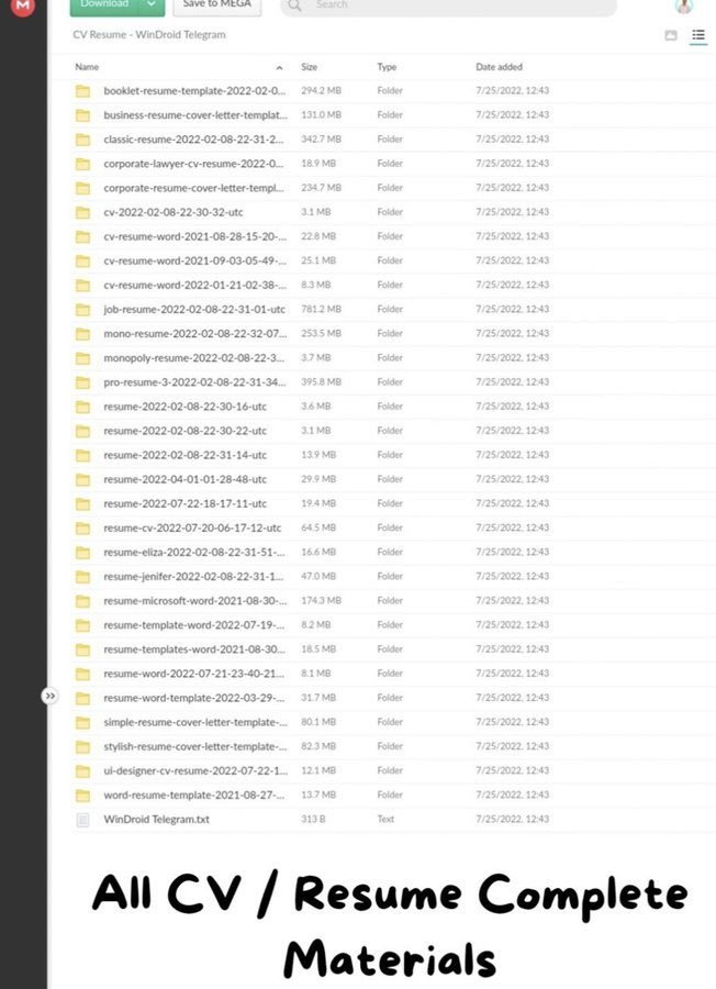 All CV / Resume Complete Materials😱

It costs around 599$

but here Free Of Cost!!

Simply:

1. Follow(So that I can DM)
2. Like and Repost 
3. Comment "Material" to receive your copies.

Following must to receive 💯 your download links
