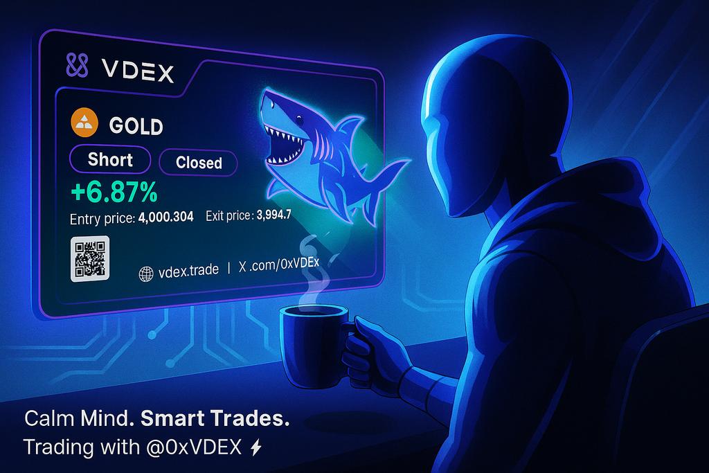 Adventure430's tweet photo. ☕ Calm Mind. Smart Trades. ⚡
Closed my GOLD short on @0xVDEX with a clean +6.87% gain! 📈
Entry: 4,000.304 → Exit: 3,994.7 — smooth execution, zero gas, full control. 💪
Trading on @0xVDEX isn’t just about profits — it’s about precision, patience, and pure onchain power.
Stay calm. Trade smart. Win big.
@xeetdotai @0xVDEX
#VDEX $VDEX #SmartTrader