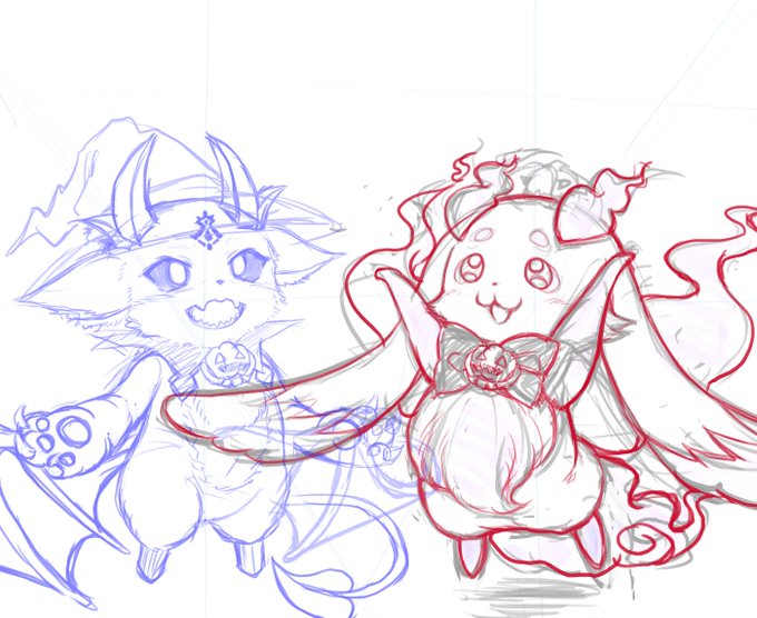 ハロウィン向けにでびルンルンを描こうとしていた痕跡 