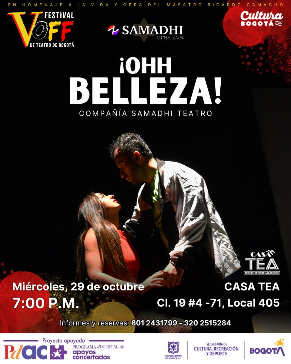 🟠¡Nosotros, Teatro Estudio Alcaraván y la sede CASA TEA Hacemos parte del V FESTIVAL OFF DE TEATRO DE BOGOTÁ que será del 29  de octubre al 8 de noviembre de 2025!⚫

🔴Agéndate, hay muchísimas opciones para que puedas disfrutar del teatro en toda la ciudad🔴