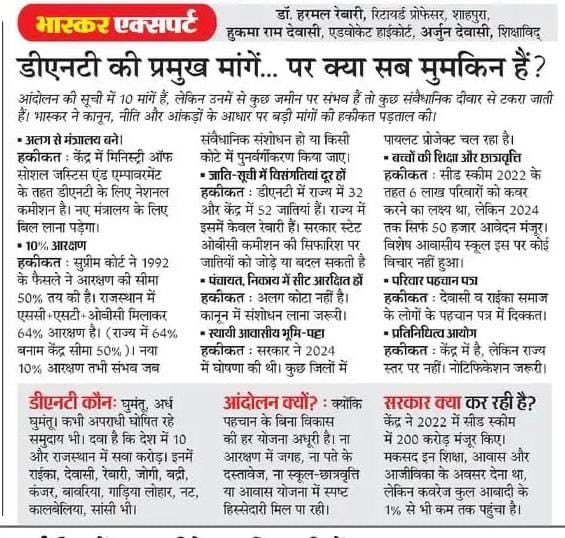 बालराई (पाली) में DNT समाज का आंदोलन जारी! 🔥

आज 7 नवम्बर 2025 से हमारे DNT समाज का 10 सूत्रीय मांगों को लेकर चल रहा आंदोलन लोकतांत्रिक तरीके से तेज़ी से आगे बढ़ रहा है।
लेकिन आज आंदोलन के दौरान पुलिस ने आंसू गैस के गोले छोड़े, लाठीचार्ज किया और पथराव भी हुआ।
प्रशासन हमें उकसाने
