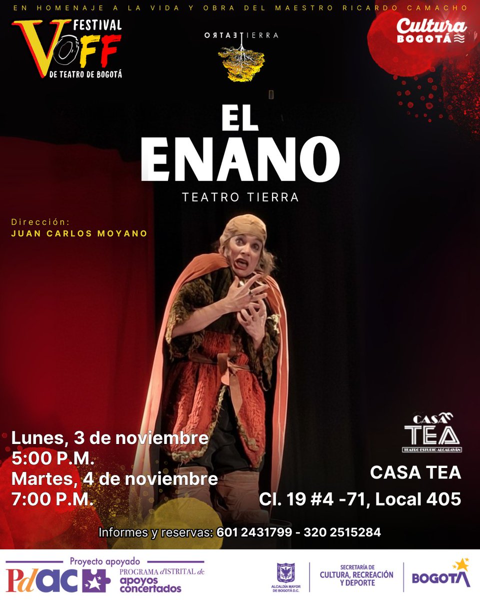 🟠¡Nosotros, Teatro Estudio Alcaraván y la sede CASA TEA Hacemos parte del V FESTIVAL OFF DE TEATRO DE BOGOTÁ que será del 29  de octubre al 8 de noviembre de 2025!⚫

🔴Agéndate, hay muchísimas opciones para que puedas disfrutar del teatro en toda la ciudad🔴