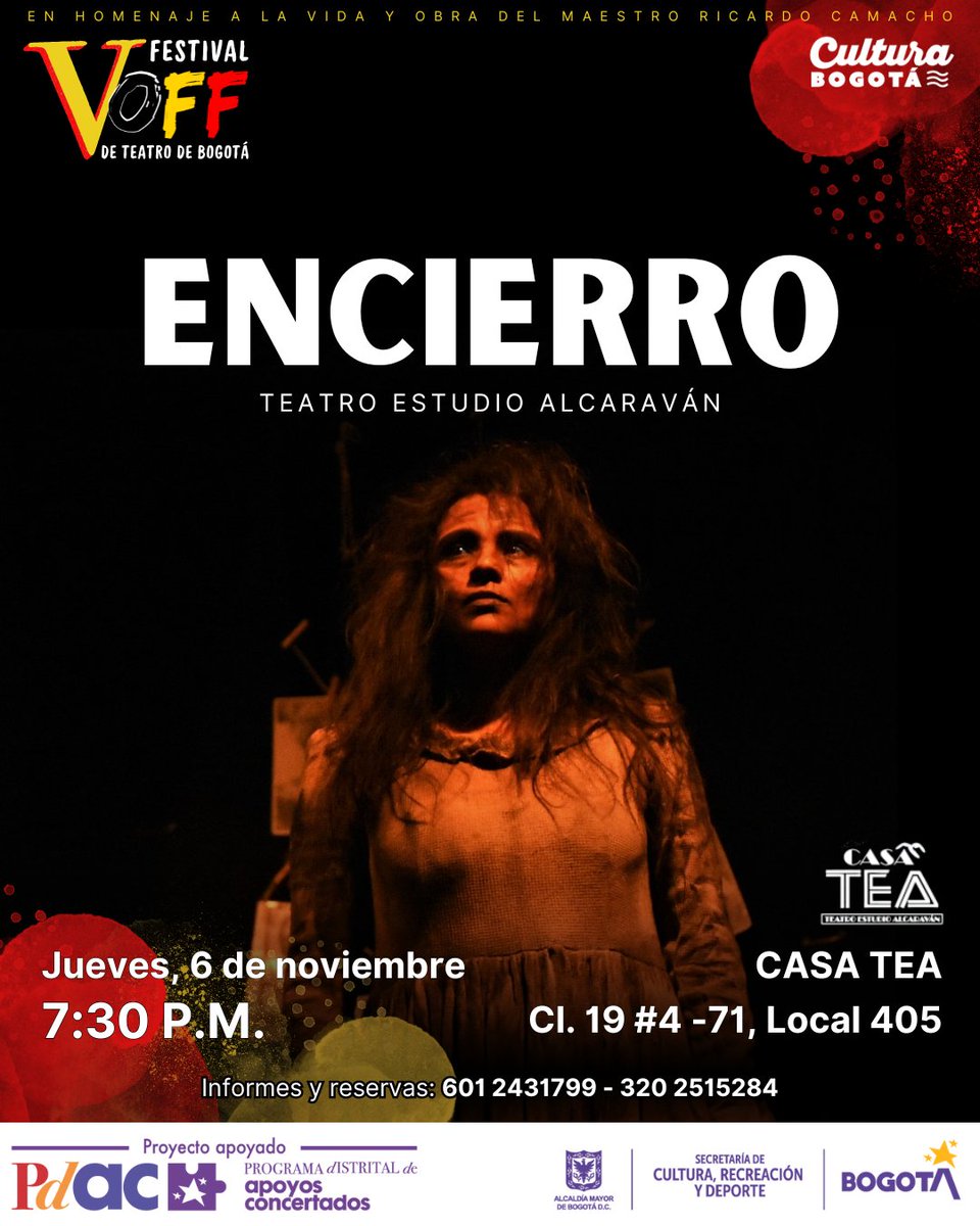 🟠¡Nosotros, Teatro Estudio Alcaraván y la sede CASA TEA Hacemos parte del V FESTIVAL OFF DE TEATRO DE BOGOTÁ que será del 29  de octubre al 8 de noviembre de 2025!⚫

🔴Agéndate, hay muchísimas opciones para que puedas disfrutar del teatro en toda la ciudad🔴