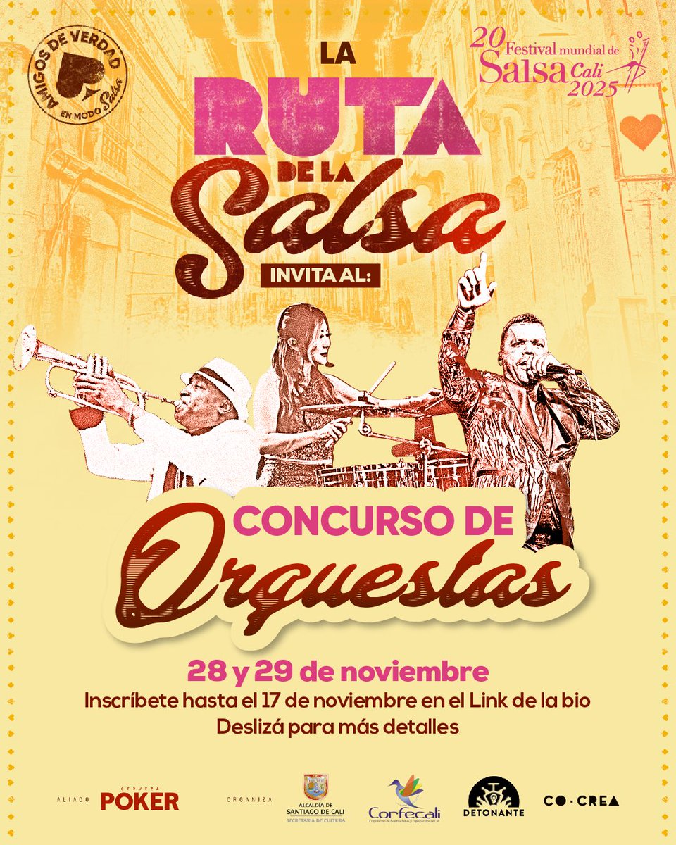 ¡Orquestas, abrimos convocatoria para ustedes! 🎺

Hasta el 17 de noviembre podrán inscribirse para participar en el Concurso de Orquestas, que se realizará el 28 y 29 de noviembre. 🎶