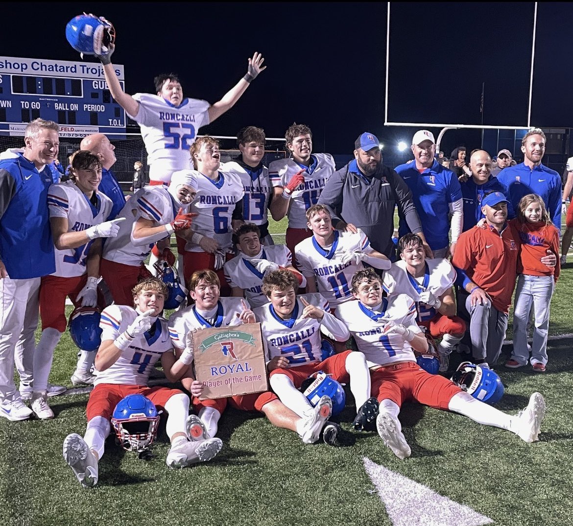Royals are sectional champs, and Collin Ash is the Gallagher's Pub &amp; Eatery Player of the Game…supported by place kicker, Gavin Louthain and the entire defense!