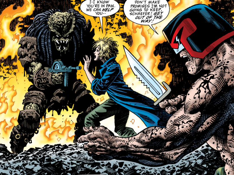 OneEyedPredator's tweet image. //I like that Judge Dredd creator and longtime writer, John Wagner, himself did the Predator comic crossover.