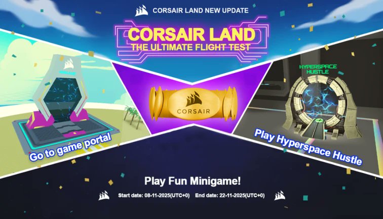 🎮 Experiencia :  『CORSAIR-Land』

📈Stock: 200
ℹ️🇪🇸 : Permanecer en el top 150 de mejores puntuaciones del minijuego "Hyperspace Hustle".
ℹ️🇺🇸: Stay in the top 150 best "Hyperspace Hustle" minigame scores.
ℹ️🇧🇷: Permanecer no top 150 das melhores pontuações do minijogo