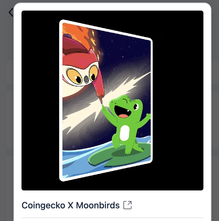 asedd72's tweet image. Coingecko — Mint NFT 🪂

There is a new (FREE) Moonbird Soulbound NFT to claim on Coingecko

📌 Here’s how to proceed: 

     ➖log in to Coingecko: coingecko.com 
     ➖search « moonbird » and add it to your watchlist
     ➖claim your Soulbound ✅

Free to claim…