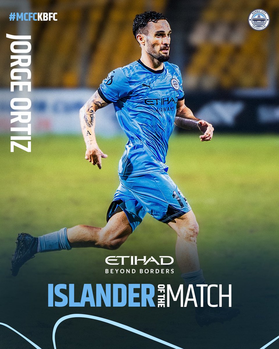 MumbaiCityFC's tweet image. Ortiz delivers again, which makes him the @etihad MCFC Islander of the Match from #MCFCKBFC 👊

#AIFFSuperCup #AamchiCity 🔵