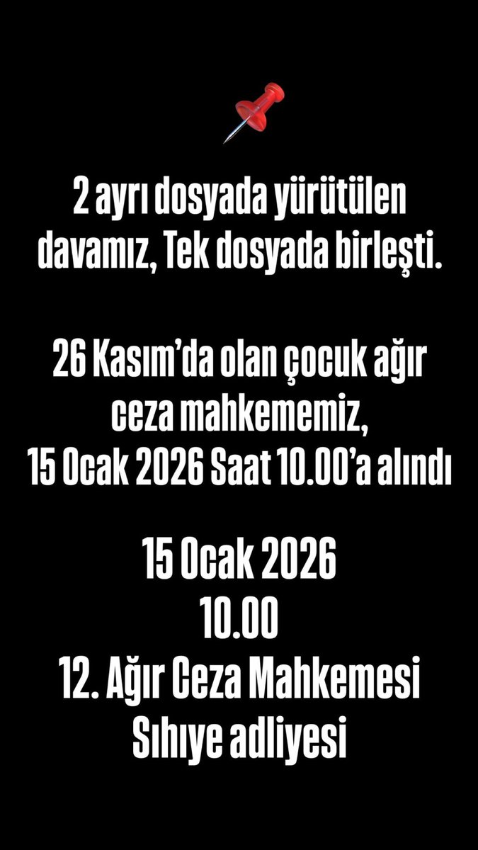 HAKAN ÇAKIR ‘IN DURUŞMASI 15 OCAK 2026 SAAT 10.00’ A ERTELENDİ . GELEBİLECEK HERKESİN DESTEĞİNİ BEKLİYORUZ ! ❗️❗️❗️#hakançakıriçinadalet