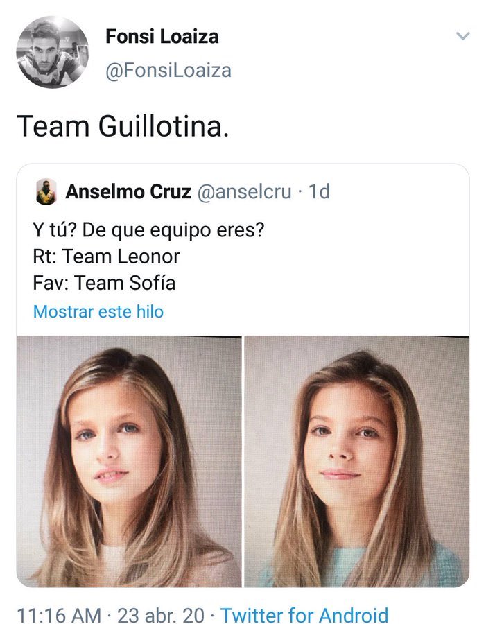 Este orejón machista de mierda, quería guillotinar a dos niñas por el mero hecho de serlo.

Soy yo el padre y no tienes calle para correr.

Vamos hacer repost y que todo el mundo vea como es este bastardo de <a href="/FonsiLoaiza/">Fonsi Loaiza</a>, aliade de la tolerancia y de los pilares democráticos.