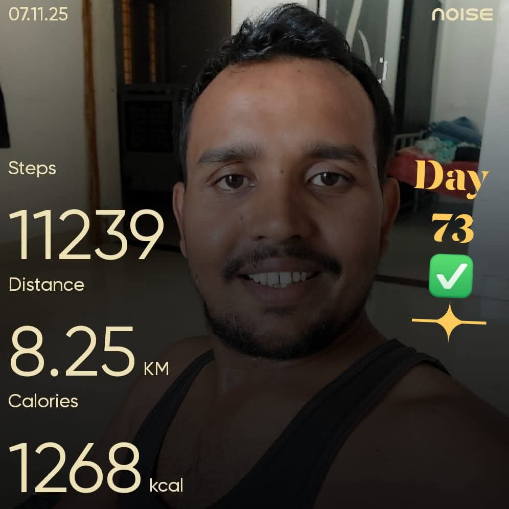 Day 73
|| 73/100 ||
100 Days Fitness Challenge🔥
More than 5 Km Running Daily..🏃
5 किलोमीटर रनिंग के साथ दिन की शुरुआत...🏃‍♂️
सुबह की ठंडी हवा + पसीने की महक = दिनभर की ऊर्जा और फिटनेस का भरोसा!
-<a href="/Dr_Vinod_Bagra/">Dr Vinod Sharma Bagra ( बागड़ा ब्रांड )</a>

#Running #Fitness #challenge #FitnessMotivation #RunningMan
<a href="/8PMnoCM/">राजस्थानी ट्वीट</a>