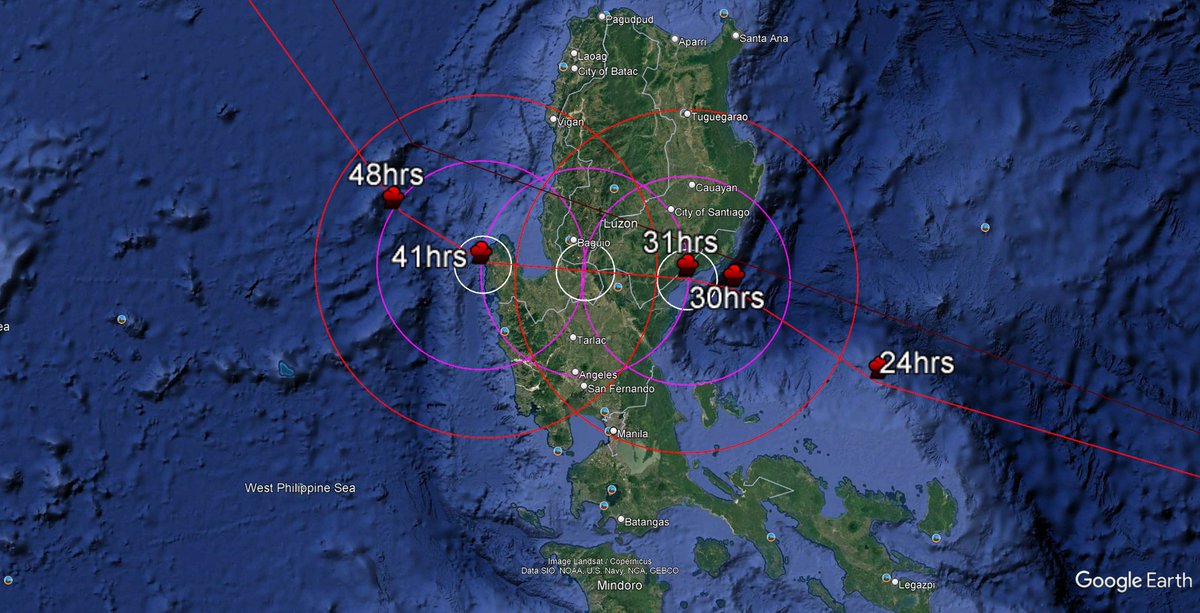 StormWatch12345's tweet photo. #Guangdong #Fujian #UwanPH #Philippines #PhilippineSea #Taiwan #China #FungWong #TyphoonFungWong #Luzon #Typoon
This will change
White = Eye Calm winds / 15-30 kms radius
Purple = Catastrophic winds / 90–110 km radius
Red = Very strong winds / 150–180 km radius https://t.co/YoIErrGhWG