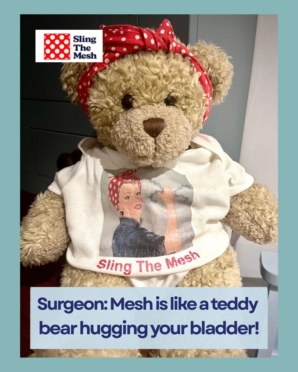 MeshCampaign's tweet image. 🚀 When #slingthemesh began doctors tried to get round the scandal by refusing to call it #mesh Instead, they used softer terms like:
🧵 Its just a tape
🧸 A soft sling
📺 Not the mesh in the media
💧 A little bladder support
😡 Its like a teddy bear hugging the bladder 😲