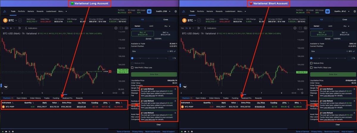 [ Variational X Variational 손실 환불 봇 ]

<a href="/variational/">Piero Negrini</a> 이 요청 제한을 패치하면서, 헷징용 거래소로 활용하기에는 아쉬운 부분이 좀 생긴것 같네요.

그래서 베리나의 손실환불만 잘 이용해서 최대한 로스없이 거래량을 만드는 용도는 어떨까? 라는 접근으로 개발해둔 봇입니다 ㅎㅎ

우선