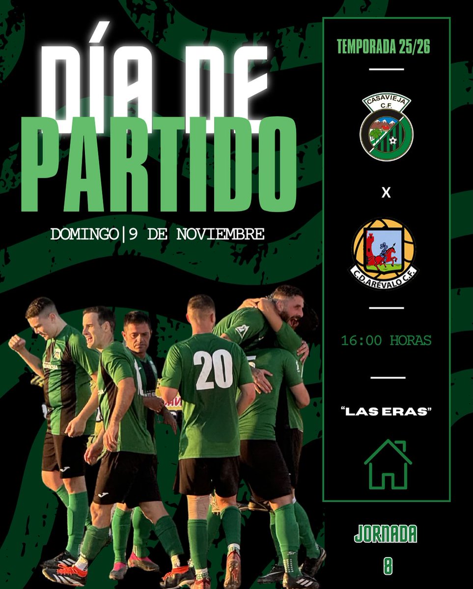 Vía Ayuntamiento de #Casavieja
JORNADA 8 
Este fin de semana vienen nuestros rivales (y amigos) desde Arévalo
Os esperamos allí casavejanos

Turismo Casavieja: guiatietar.com/casavieja/
-
#casavieja #valledeltietar #gredos #avila #turismo #planescasavieja #agenda #castillayleon