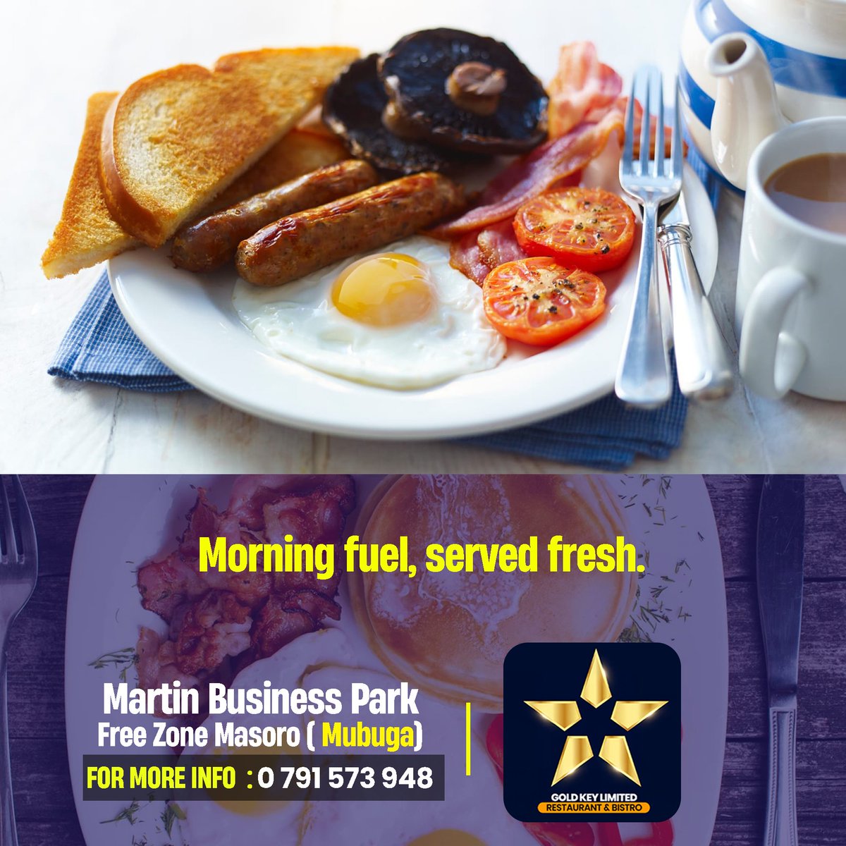 GoldkeyResto_RW's tweet image. Quick bites, bright mornings.
---------------------------------
#Masoro #Restaurent #Kigali