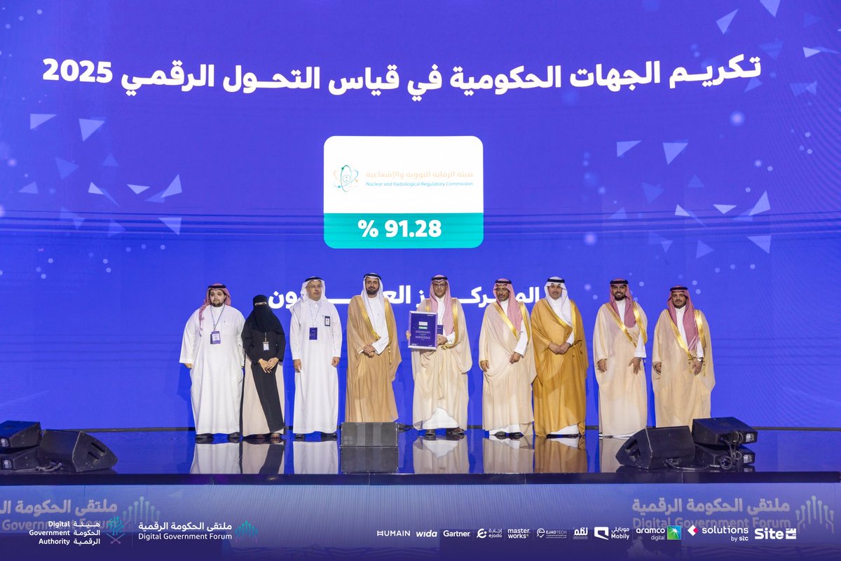 SaudiNRRC's tweet photo. حققت #هيئة_الرقابة_النووية_والإشعاعية مستوى الإبداع في #قياس_التحول_الرقمي لعام 2025،
وذلك ضمن 26 جهة فقط من أصل 240 جهة حكومية، في إنجاز يعكس التزام الهيئة بتعزيز كفاءة خدماتها وتطبيق أفضل الممارسات وتحقيق مستهدفات التحول الوطني نحو مستقبل رقمي متكامل. https://t.co/Pw9jlnqY9y
