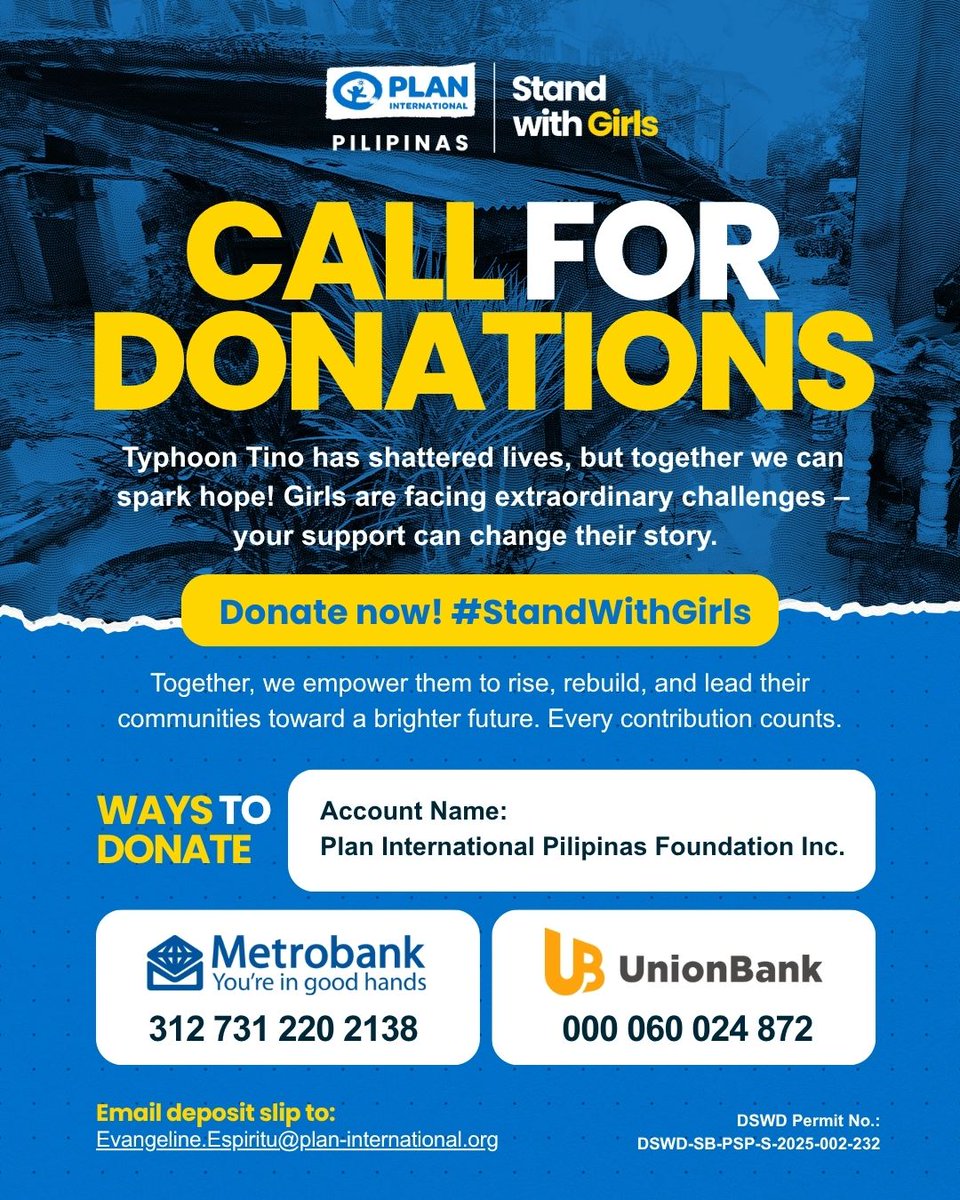 “Hindi namin alam na wala na kaming babalikan,” says Mary Ann, a mom from Leyte after #TinoPH destroyed her home. Now, #UwanPH looms. 

You can help children and families recover and prepare for what’s ahead.

Donate today and #StandWithGirls in times of crisis.