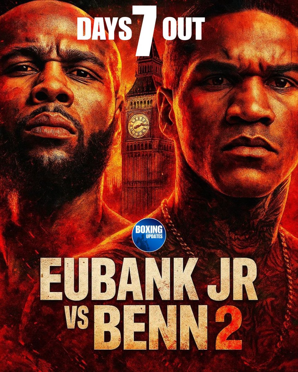 Boxing_Updates1's tweet image. Will Eubank Jr. Vs Benn 2 be as good as their first encounter❓️

1 WEEK AWAY🥊
 
Are you excited yet❓️

#Boxingupdates #Boxing #Britishboxing #ChrisEubankJr #ConorBenn #EubankBenn #Eubankjr #EubankBenn2 #Bomac #Darkdestroyer #Simplythebest