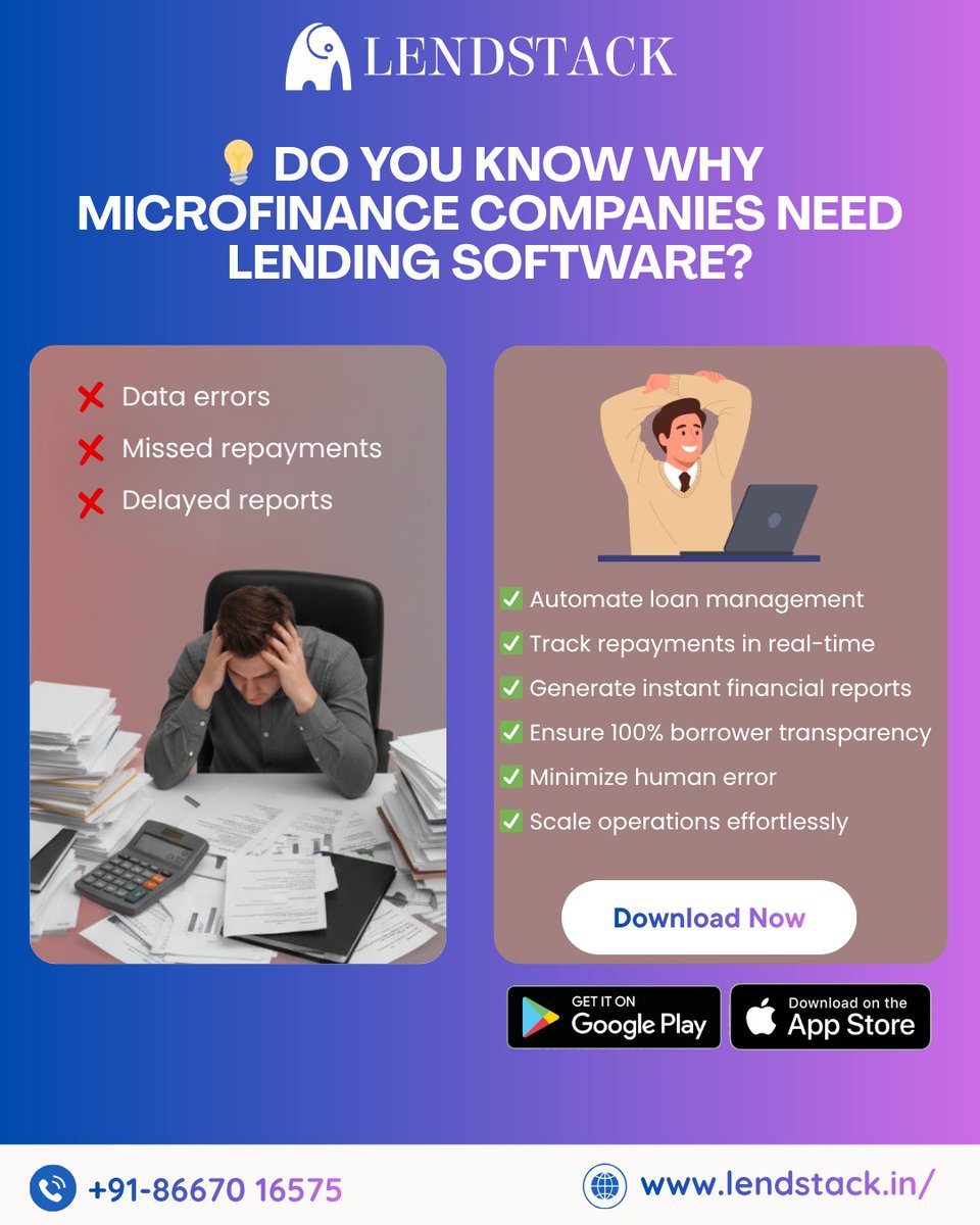LendstackS16235's tweet image. Best Micro Financing Software | Loan Management - 

lendstack.in/micro-financin…

Discover Lendstack&apos;s best microfinancing software for streamlined loan management. Efficient, user-friendly, and scalable solutions for all lending needs.