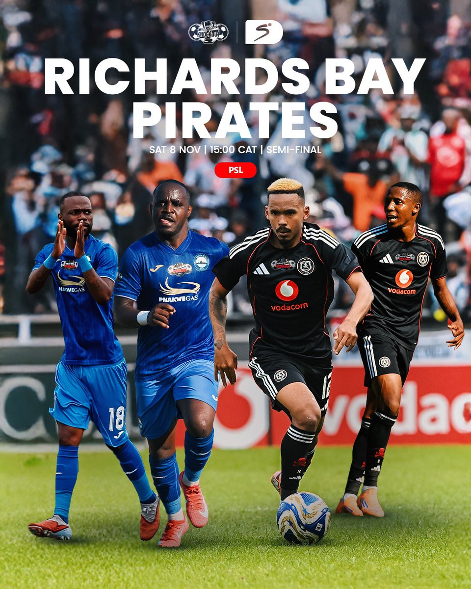 Revenge and a spot in the final will be on the cards as Richards Bay and Orlando Pirates go head-to-head in the #CarlingKnockout

📺 Our coverage starts at 14:00 (CAT) on SS PSL and SS Variety 4

#SSDiski