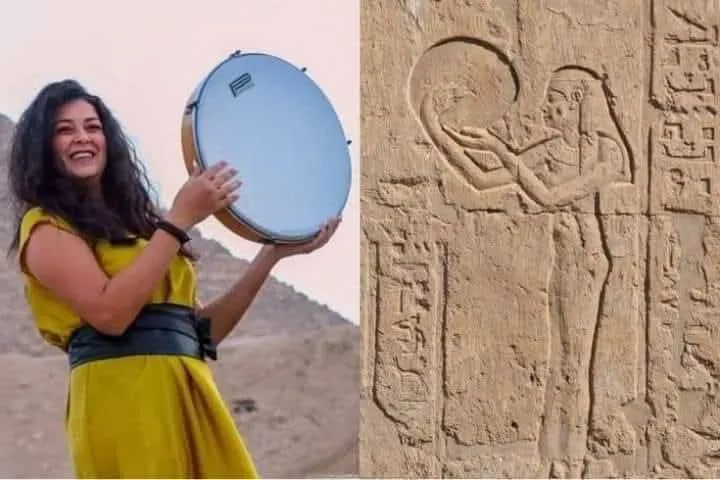 الفن المصري مميز جدآ و إحنا من الشعوب المتذوقة للفن بكل أنواعه 
سواء رسم و تلوين أو نحت بارز و غائر أو أدب وثقافة و طبعاً الموسيقى 
هنا بنشوف البنت المصرية منقوشة صورتها على الجدران القديمة و هي بتعزف من آلاف السنين 
و النص التاني من الصورة فيها حفيدتها بنفس الحب و الشغف للفن 🇪🇬