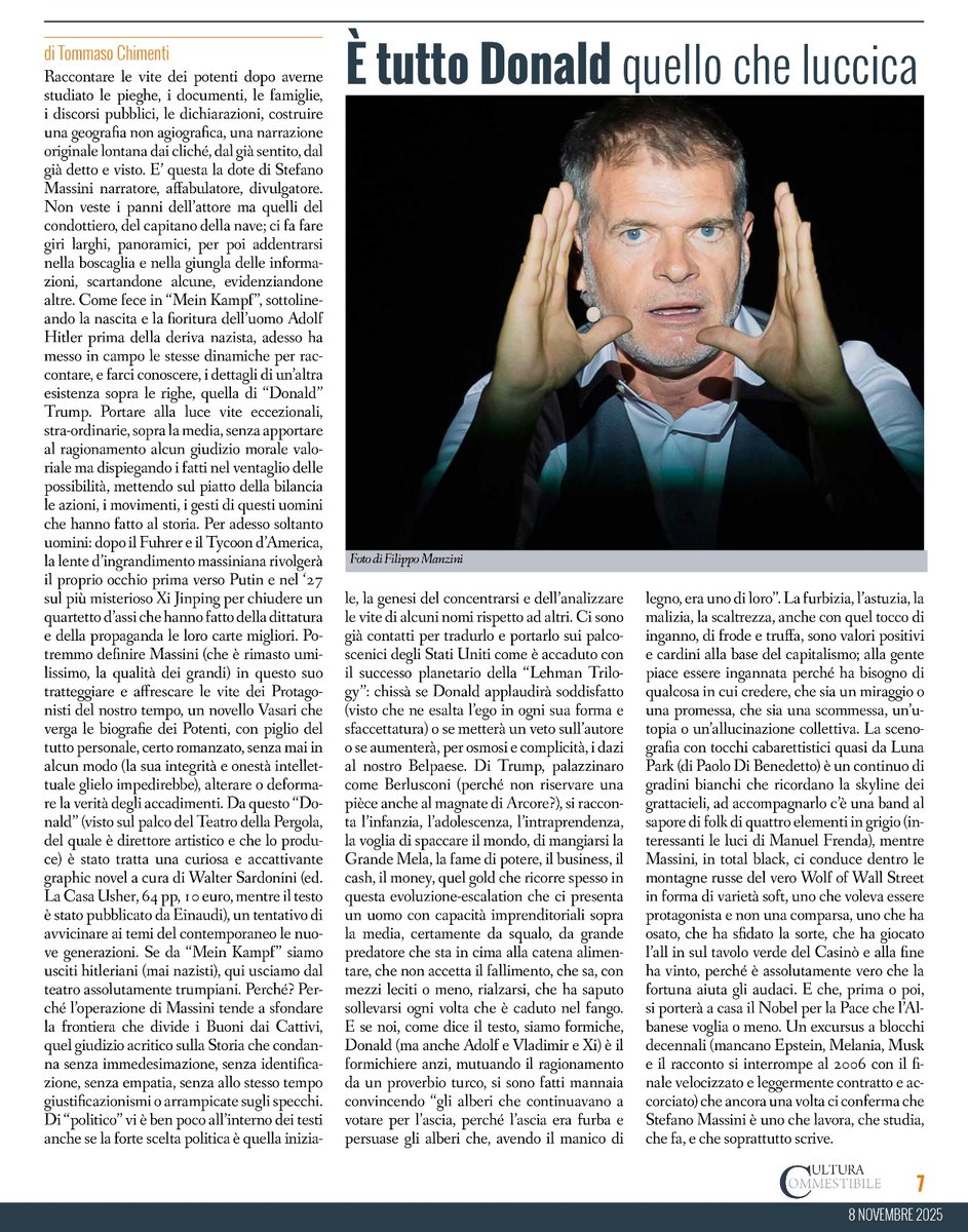 La #recensione su #donald di #stefanomassini su #culturacommestibile #tommasochimenti #firenze #teatrodellapergola